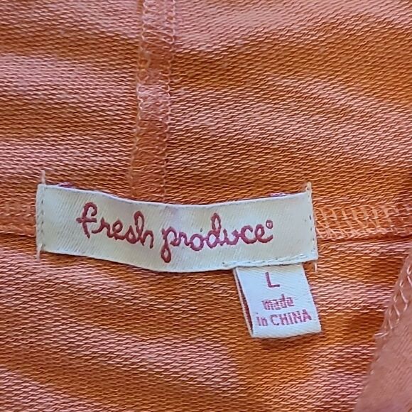 Fresh‎ produce orange soft polyester rayon stretch open long sleeve shirt - Picture 3 of 5